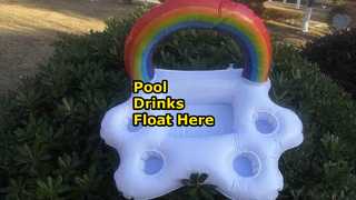 Custom Inflatable Rainbow Drink Holder: Pool Floating Cup Caddy for Beach Party Beverages